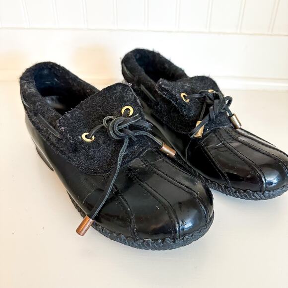 Tory Burch Leather Low Top Rain Duck Rain Boots Black 6M - Picture 3 of 7